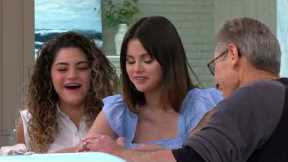 Selena Gomez trying to move and open a wheel of Parmigiano Reggiano - Selena + Chef Season 4 Episode