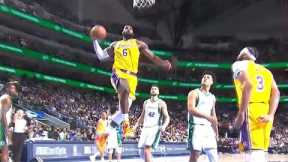 LeBron James just having fun doing dunk contest dunks after the whistle