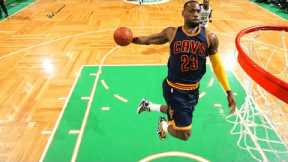 LeBron James dunks but they get increasingly more POWERFUL