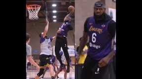 LeBron James poster dunk on teammate during scrimmages at Lakers training camp