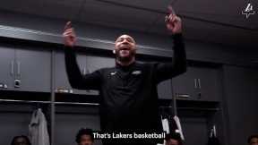 That's Lakers basketball! - Locker Room Reacts to Russ, LeBron & AD's Clutch Hustle Play