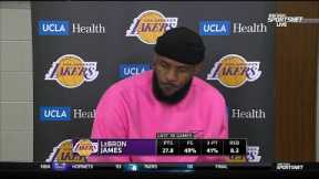 LeBron James Postgame Interviews | Los Angeles Lakers beat Detroit Piston 124-117