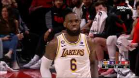 The Blazers made LeBron James angry and he began to destroy them by scoring 2 crazy layups in a row
