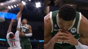 Giannis couldn't believe he missed this insane poster dunk on Daniel Gafford