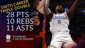 LeBron James 28 pts 10 rebs 11 asts vs Knicks 22/23 season