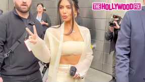 Kim Kardashian Hits The Duck Lip Peace Sign Pose For Fans While Leaving The Time 100 Event In N.Y.