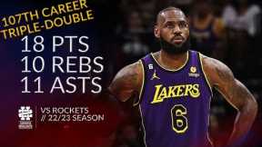 LeBron James 18 pts 10 rebs 11 asts vs Rockets 22/23 season