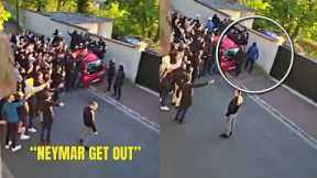 PSG fans at Neymar’s house telling him to leave the club