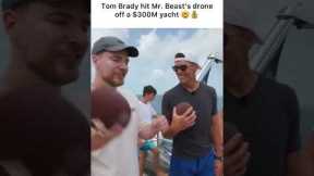 Tom Brady hit Mr. Breast's drone off a $300M yacht 🤯💰 (via mrbeast/IG) #shorts