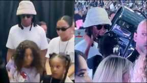 Beyoncé and Jay Z Twins Rumi & Sir, Blue Ivy Playing In Their Dad Hair at Renaissance Tour