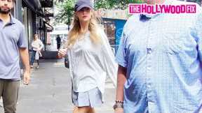 Taylor Swift Keeps It Casual In A Dad Hat & Mini Skirt While Arriving At Electric Lady Studios In NY