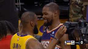 LeBron James and Kevin Durant share a laugh after first matchup in 5 years