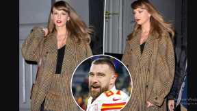 Taylor Swift opts for plaid during NYC night out after romantic weekend with Travis Kelce