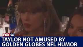 Taylor Swift unimpressed by NFL joke at Golden Globes