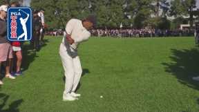 Tiger Woods birdies his first hole of his 2024 season at Genesis