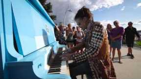 Steven Tyler's Public Piano Performance in Kelowna, BC