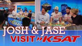 British social media influencers Josh and Jace visit the KSAT studios