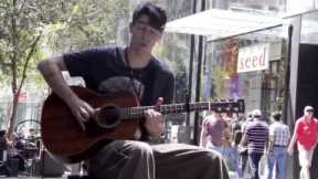 Epic Guitar Player. Awesome Street Performer