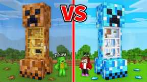 JJ and Mikey: POOR vs RICH CREEPER Statue Build Battle in Minecraft - Maizen