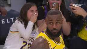 Young fan overcome by emotion by seeing LeBron James close up | NBA on ESPN