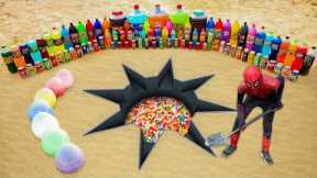 How to make Sun with Rainbow Orbeez, Balloons of Fanta, Mirinda, Pepsi, Coca Cola & Mentos