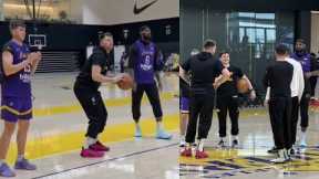 Luka Doncic gets shots up with LeBron James and Reaves at first Lakers practice