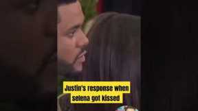 Justin's response when selena got kissed 💔😭 #justinbieber #selenagome