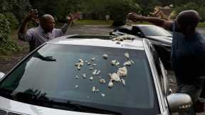 Larry pours mayonnaise all over the HOA President’s car while he’s inside of it