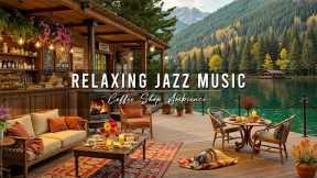 Smooth Jazz Music at Cozy Porch Ambience ☕ Relaxing Jazz Instrumental Music & Crackling Fireplace