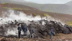 Lava went over field road here 2 days ago. Now still hot lava hit with rain. 25.07.25