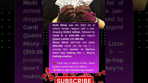 💰 Top 5 Richest Female #Rappers in 2025! #NickiMinaj Leads the Pack #Music #Celebrity #popular