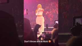 Fan throws something at Nicki Minaj 😳 #shorts #nickiminaj