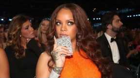 Rihanna Casually Drinks From Bedazzled Flask Like a Boss at 2017 GRAMMYs