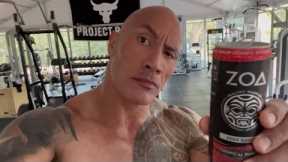The Rock shows his drink and does the eyebrow raise 🤨🥤