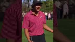 An unforgettable shot and special father/son moment for Tiger and Charlie 🙌