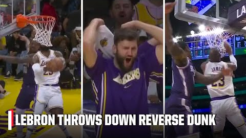 LEBRON JAMES THROWS DOWN REVERSE SLAM OFF THE LUKA DIME 😱 | NBA on ESPN