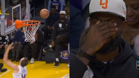 LeBron James and Lakers bench lose it after Maxi Kleber airballs layup 😂