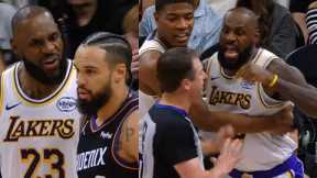 LeBron James gets SO HEATED after Dillon Brooks hit the ball at him 😳