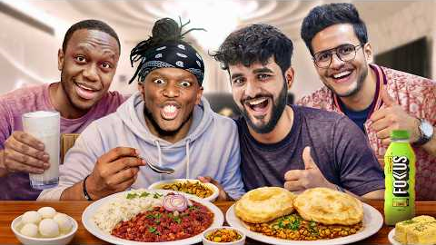 We Made KSI and DEJI eat INDIAN FOOD || Chole bhature 😍