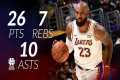 LeBron James 26 pts 7 rebs 10 asts vs 