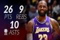 LeBron James 26 pts 9 rebs 10 asts vs 