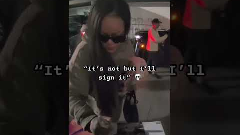 Rihanna signing an autograph for a guy lying about it being for his daughter #rihanna