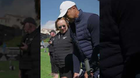 Tiger Woods spent some time catching up with Collin Morikawa at Riviera