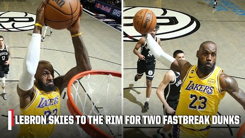 LeBron dazzles Brooklyn crowd throwing down two fastbreak dunks 😤 | NBA on ESPN
