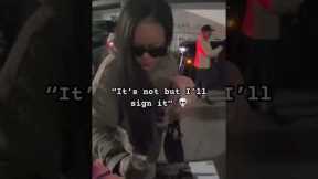 Rihanna signing an autograph for a guy lying about it being for his daughter #rihanna