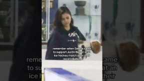 Selena came to support Justin Bieber at an ice hockey match ❤️🥹 #selenagomez #justinebieber #shorts