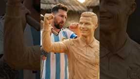 Messi Builds a Wooden Ronaldo Statue #football #ronaldo #cr7 #messi #shorts