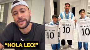 Neymar gift Messi and his sons new Santos jerseys with messages