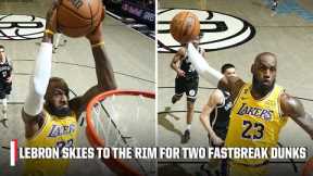 LeBron dazzles Brooklyn crowd throwing down two fastbreak dunks 😤 | NBA on ESPN