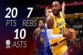 LeBron James 20 pts 7 rebs 10 asts vs 